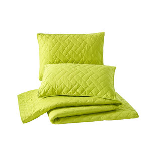 Trina Turk Dream Weaver Green and Pink 100% Cotton Quilt Set