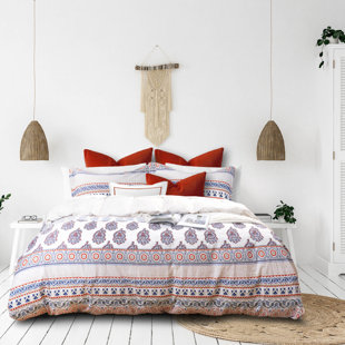 ALIVIO LINENS Kavitha Orange/Blue 3 Piece Duvet Cover Set