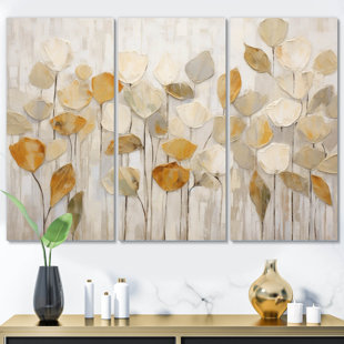 DESIGN ART Beige Botanical Impressions II - Wildflowers Botanicals Wall Decor Set