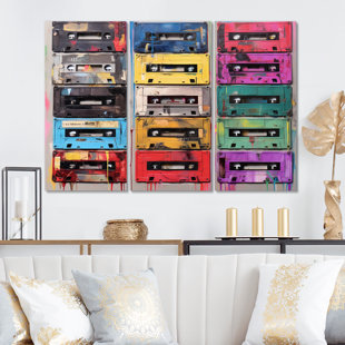 DESIGN ART Cassette Tapes Soundtrack Of Color II - Music Canvas Wall Art Set