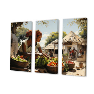 DESIGN ART African Vibrant Market III - African Wall Decor Set