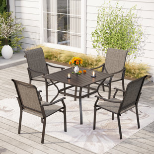 WILDON HOME® Basima 4 - Person Square Outdoor Dining Set