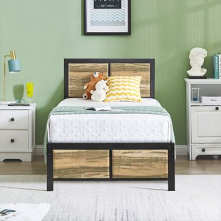 WILLISTON FORGE Platform Bed Frame with Vintage Wood Headboard