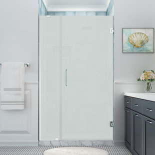 ASTON Belmore XL 45.25 - 46.25 in. x 80 in. Frameless Hinged Shower Door with Ultra-Bright Frosted Glass