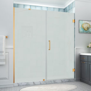 ASTON Belmore XL 69.25 - 70.25 in. x 80 in. Frameless Hinged Shower Door with Ultra-Bright Frosted Glass