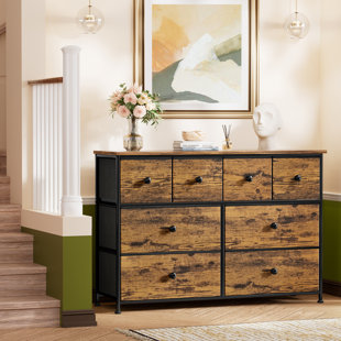 EBERN DESIGNS Ojaswi 8-Drawer Dresser, Chest of Drawers with Fabric Storage for Bedroom