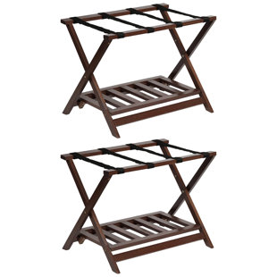 PJ WOOD Folding Wood Luggage Rack (Set of 2)