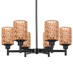 BREAKWATER BAY Thainara 6 - Light Wagon Wheel Chandelier