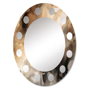 DESIGN ART Brown And Cream Abstract Fluidity Mirror
