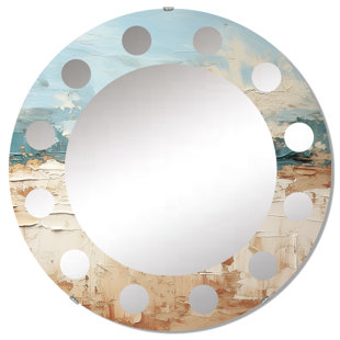 DESIGN ART Coastal Beach Sand Whispers I - Modern Wall Mirror Round