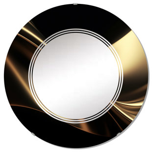 DESIGN ART Gold And Black Surreal Tides IV Circle Wall Mirror
