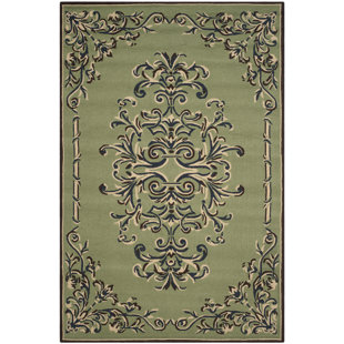 ASTORIA GRAND Orr Oriental Handmade Hooked Green Indoor/Outdoor Area Rug