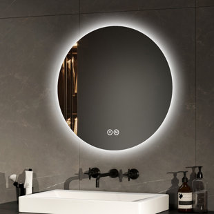 EMKE bathroom mirror with lighting LED mirror with touch switch, round, 3 dimmable light colors