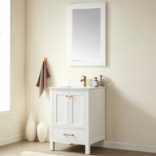 EVERLY QUINN Yasline 24'' Single Bathroom Vanity with Stone Top