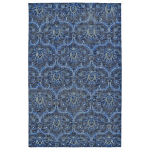 KALEEN Relic Oriental Hand Knotted Wool Area Rug in Blue