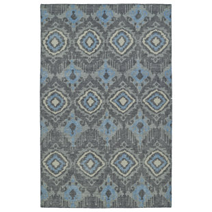 KALEEN Relic Oriental Wool Hand-Knotted Area Rug in Charcoal