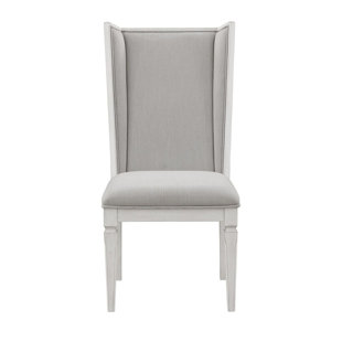 F&L HOMES STUDIO Catia Katia Tufted Linen Wing Back Parsons Chair (Set of 2)