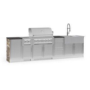 NEWAGE PRODUCTS Outdoor Kitchen Signature Series 10 Piece Cabinet Set with 36 in. Natural Gas Platinum Grill