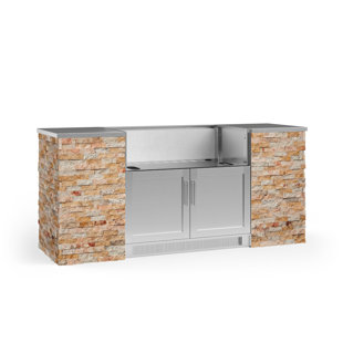 NEWAGE PRODUCTS Outdoor Kitchen Signature Series 6 Piece Cabinet Set with Grill Cabinet and Stainless Steel Top