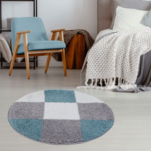 THE RUGS Myshaggy Collection Rugs Geometric Design in Duck Egg Blue