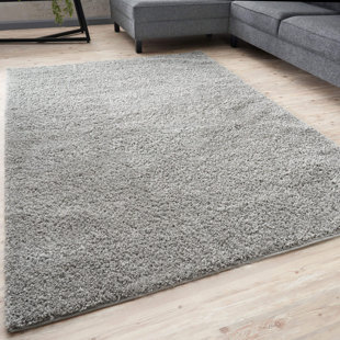 THE RUGS Myshaggy Collection Solid Colour Machine Woven Grey Area Rug