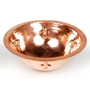 D'Vontz Copper Bathroom Sinks 17'' Metal Circular Bathroom Sink