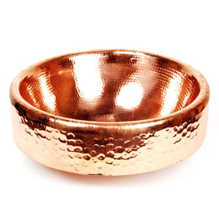 D'Vontz Copper Bathroom Sinks 17'' Metal Circular Bathroom Sink