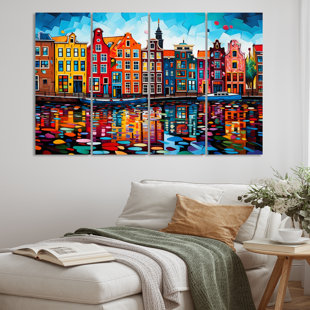 DESIGN ART City Amsterdam Popart I - Amsterdam Wall Art Print - 4 Panels