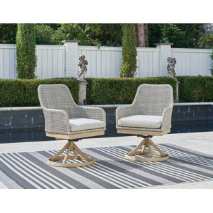 BAY ISLE HOME™ Avoree Outdoor Dining Armchair with Cushion (Set of 2)