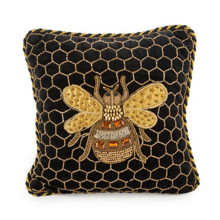 MACKENZIE-CHILDS Queen Bee Black Throw Pillow