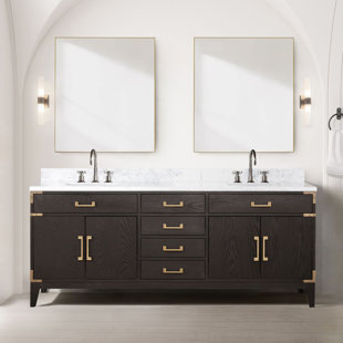 LEXORA 80'' Double Bathroom Vanity with Carrara Marble Top