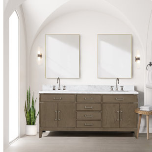 LEXORA 72'' Double Bathroom Vanity with Carrara Marble Top