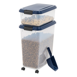 IRIS USA, INC. 54 lbs. Pet Food Container & Snack Container w/Sealing Tops & Food Scoop