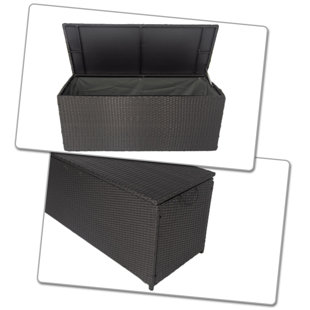 Knlnny Ware High quality rattan woven Deck Box with tarpaulin and legs for outdoor use.