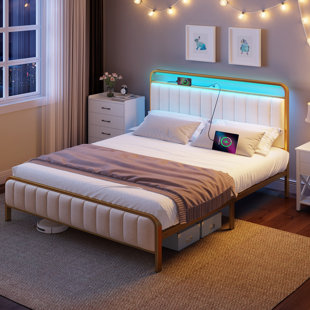 MERCER41 Labruna Upholstered Metal Platform Bed