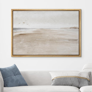 IDEA4WALL Minimal Landscape Sandy Beach Coastal Abstract Seascape Minimalist Neutral Decor Large Framed Canvas Print Wall Art