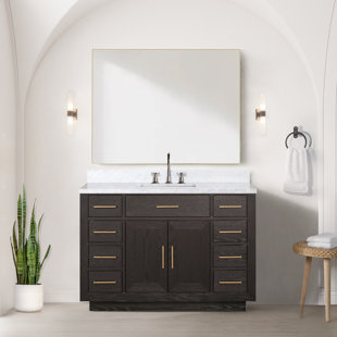 LEXORA 48'' Single Bathroom Vanity with Carrara Marble Top with Mirror