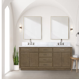 LEXORA 72'' Bathroom Vanity with Carrara Marble Top with Mirror
