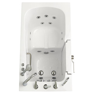 ELLA WALK IN BATHS Monaco 32"x52" Acrylic Hydro Massage Walk-In Bathtub, 5 Piece Fast Fill Faucet, 2" Dual Drain