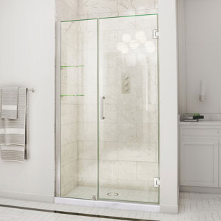 DREAMLINE Unidoor Frameless Hinged Shower Door with Glass Shelves