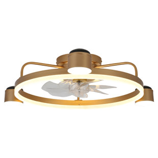BELLA DEPOT 28" Flush Mount LED Ceiling Fan with Dimmable Light and Remote, Smart APP Included