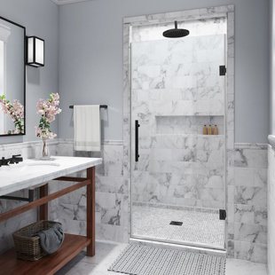 ASTON Kinkade 26.75" - 27.25" W x 72" H Hinged Frameless Shower Door