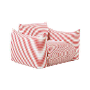 TOV FURNITURE Saint Tropez Pearl and Striped Stuffed Outdoor Armchair