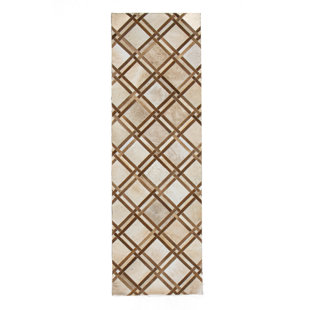 BASHIAN RUGS Hide Leather Camel Area Rug