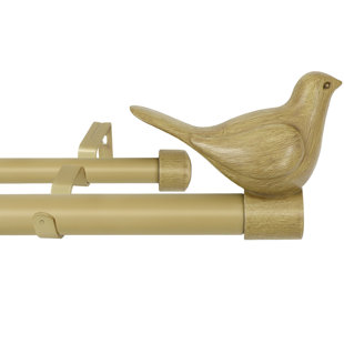 WINSTON PORTER Nazeef MERIVILLE 3/4" Diameter Farmhouse Double Window Treatment Curtain Rod, Bird Finials