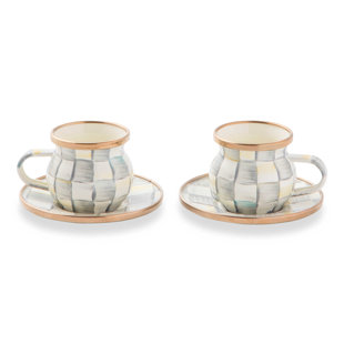 MACKENZIE-CHILDS Sterling Check® Espresso Cup & Saucer (Set of 2)