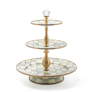 MACKENZIE-CHILDS Sterling Check® Three Tier Sweet Stand