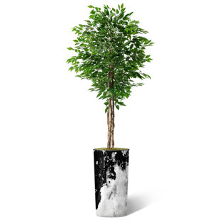 SIGNLEADER Tall Fake Plants Faux Ficus Tree in Neutral Pattern Planter Indoor And Outdoor Artificial Plants