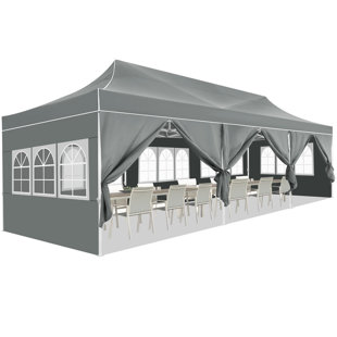 DREAMDWELL HOME 30 Ft x 10 Ft Thickened Frame Heavy Duty Steel Party Tent Canopy Tent with Sidewalls Storage Bag