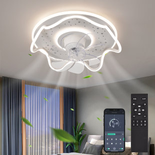 BLUE ELEPHANT Gonnelli 45cm 7 - Blade Dimmable LED Smart Ceiling Fan with Remote Control and Light Kit Included